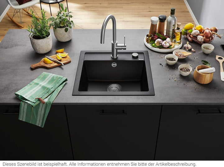 BLANCO DALAGO 5 | SILGRANIT schwarz | Einbauart: Einbau von Oben | mit Ablauffernbedienung | 50er Un