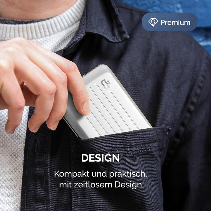 OGON Aluminium Geldbörse Smart Case V2 - Einfache Lagerung - Metallverschluss - Kartenetui mit RFID-