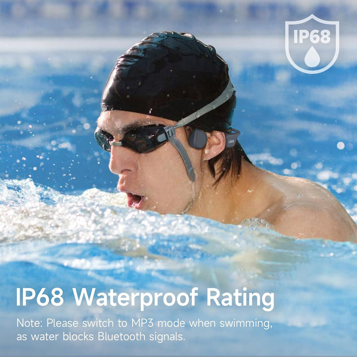 LOBKIN Knochenschall Kopfhörer Schwimmen,IP68 Wasserdicht Bluetooth 5.4 Open Ear Knochenschall Kopfh