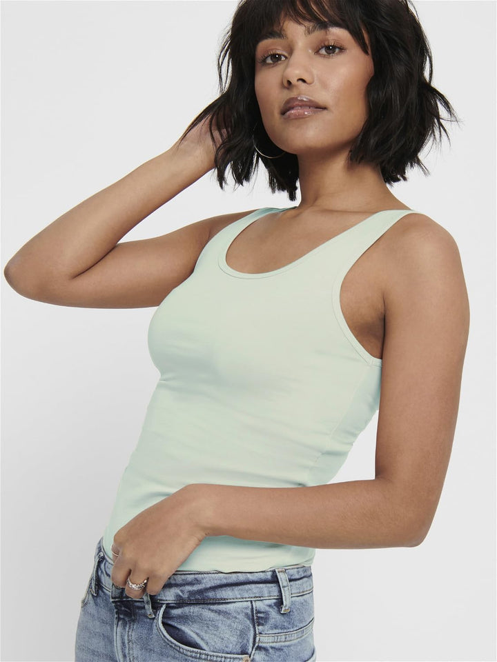 ONLY Damen Onllive Love Long Tank Noos Top S 3er Pack (Lightest Sky, Brandied Apricot, Chateau Grey)