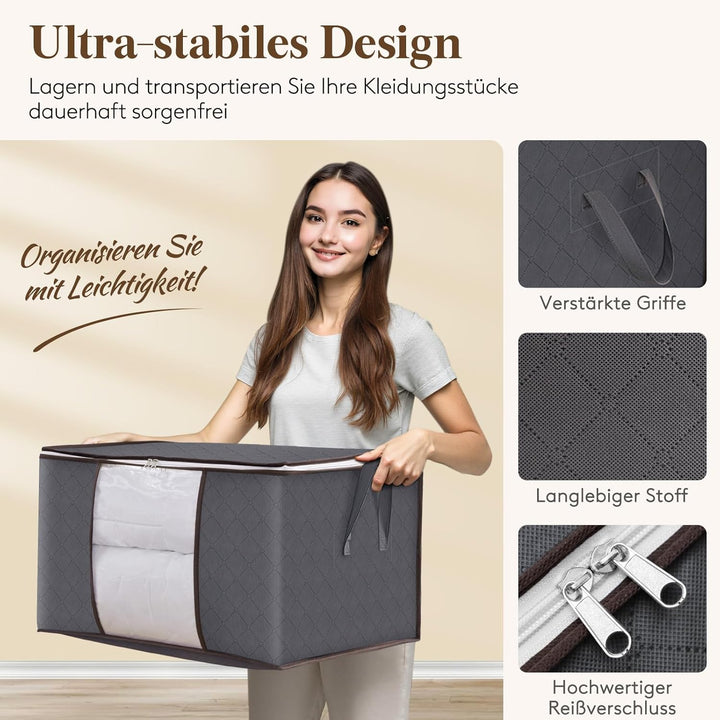 Lifewit 6 Stück 90L Grosse Aufbewahrungstasche Schrank Organizer Set, Faltbar Kleideraufbewahrung mi