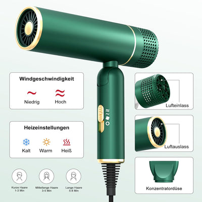 Föhn, Fön, Ionen Haartrockner, Klappbar Klein Reisefön mit Aufbewahrungstasche, 1600W Professionelle