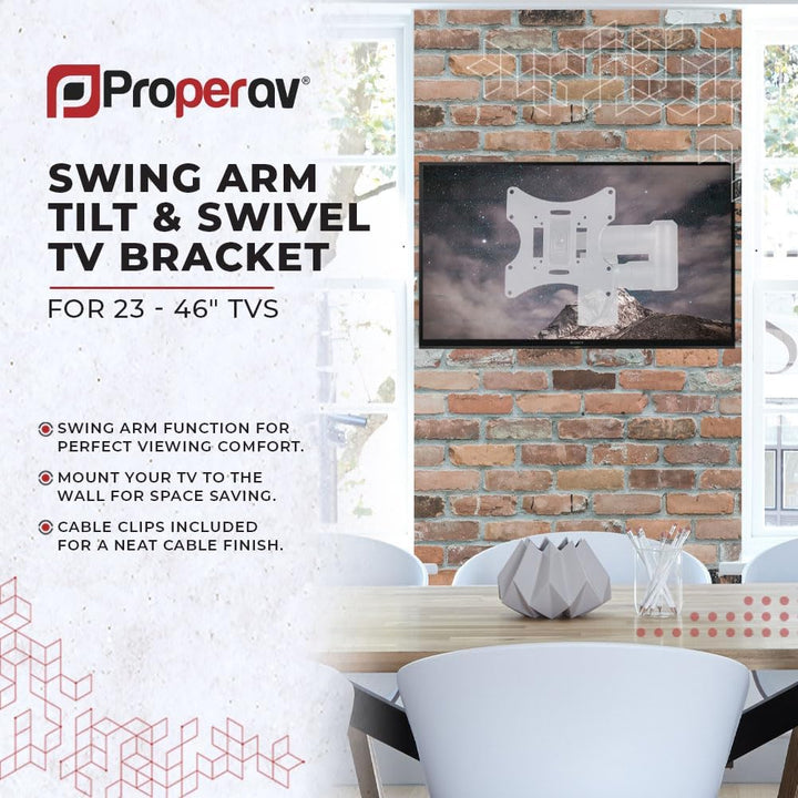ProperAV Schwenkarm Tilt & Swivel 23-43" bis 30 kg TV-Halterung - Weiss, weiss