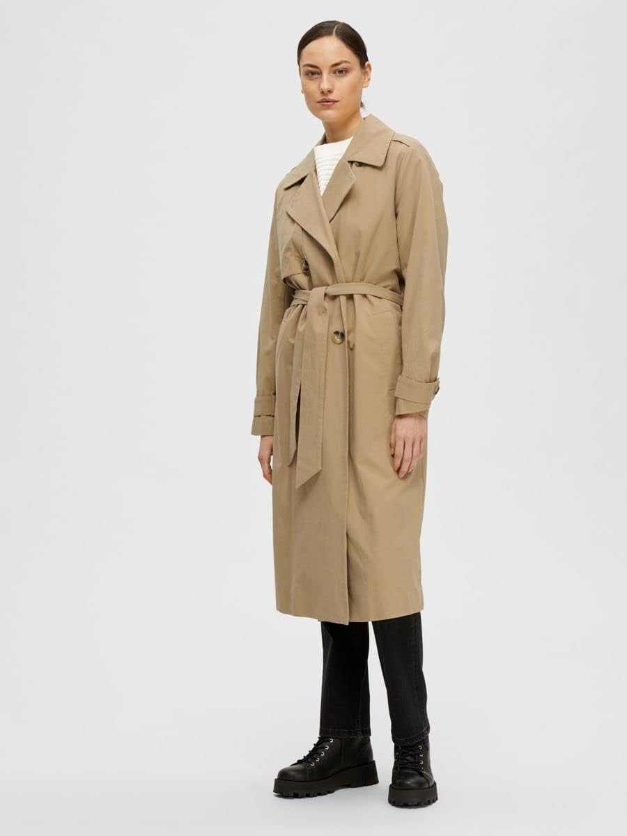 SELECTED FEMME Female Trenchcoat Zweireihiger 42 Cornstalk, 42 Cornstalk
