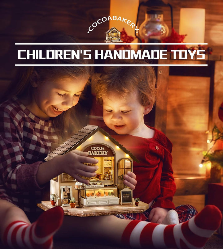 Spilay DIY Miniature House, Mini Handgefertigte Grünes Pflanzenstudio Kit Mit LED-Licht, Schutzhülle