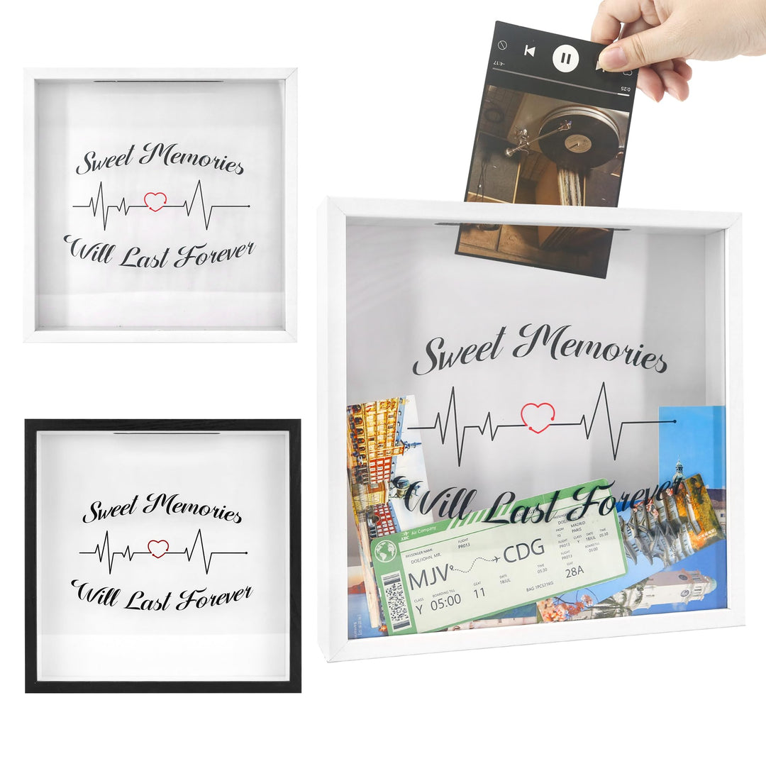 FramePro 30x30 3D Bilderrahmen Schattenbox mit Glasscheibe Ticketstummel Reise Abenteuer Archivbox R
