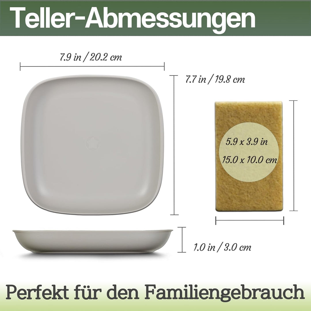 ZUCKERROHR Kinder Teller 5er Pack (20 cm) - Bio Geschirr für Kleinkinder - LFGB & USDA zertifiziert
