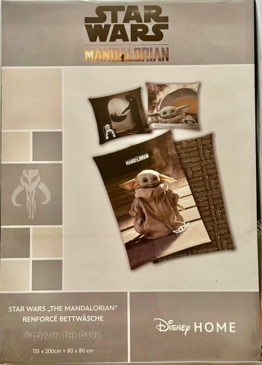 Tex Idea Star Wars Mandalorian The Child Bettwäsche glatt Glow IN The Dark - LEUCHTET IM Dunkeln NEU