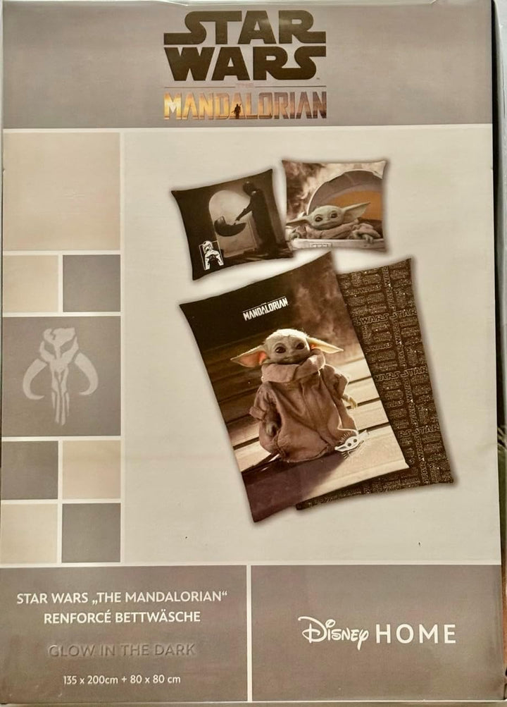 Tex Idea Star Wars Mandalorian The Child Bettwäsche glatt Glow IN The Dark - LEUCHTET IM Dunkeln NEU