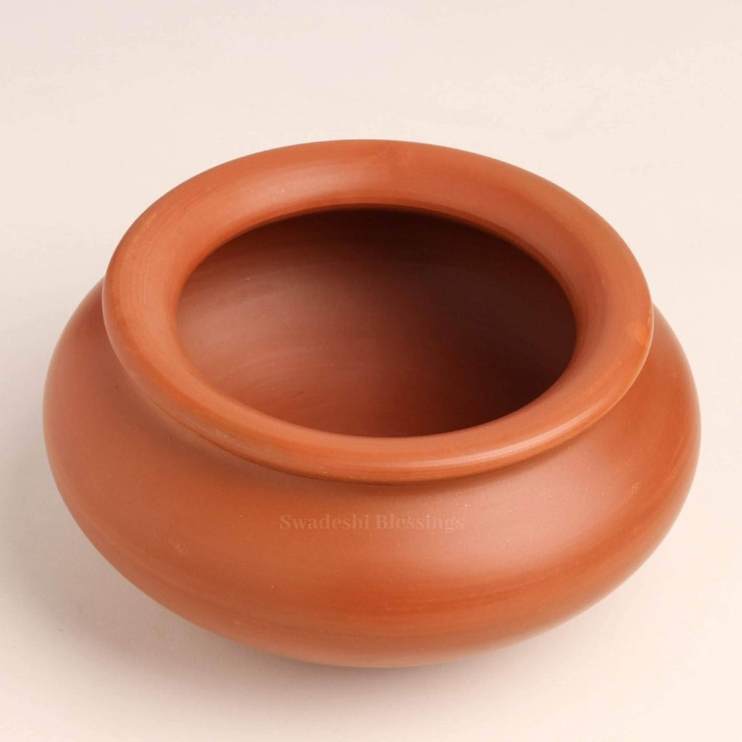Swadeshi Blessings, handgefertigtes, exklusives Sortiment, unglasierter Dahi Handi/Quarktopf/Mitti H