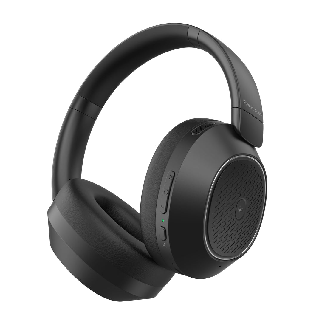 PowerLocus Hybrid Active Noise Cancelling Kopfhörer, 60 Std. Spielzeit Kopfhörer Kabellos, Transpare