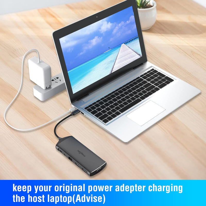 USB C Docking Station Dual Monitor, USB C Dock Universal Laptop Dock Triple Display mit 2 HDMI, VGA,