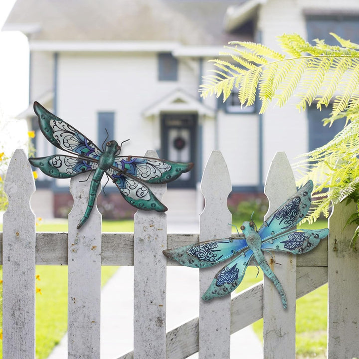 Liffy Metall Libelle Wanddekoration im Freien Zaun Kunst ausserhalb hängende Dekorationen für Garten