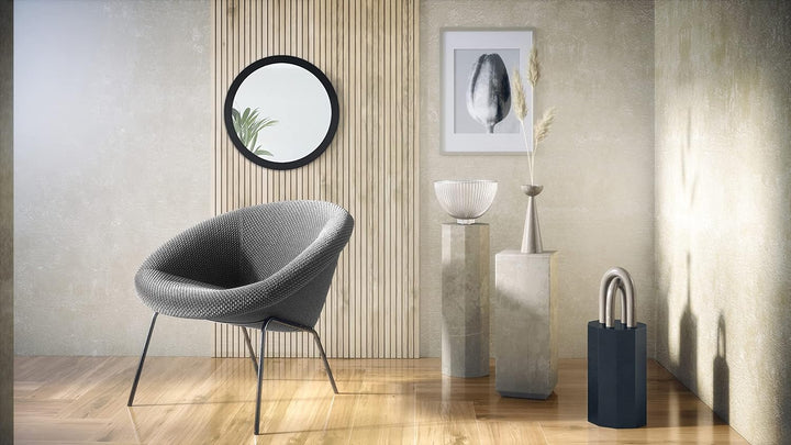 Vladon Spiegel Globe 50 cm, dekorativer runder Wandspiegel für Flur und Wohnzimmer mit MDF-Rahmen in
