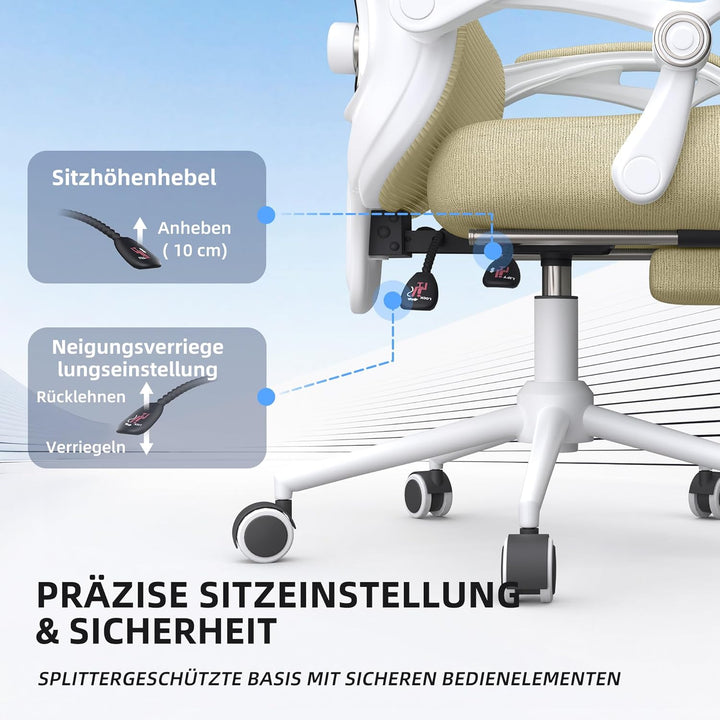 CYKOV Ergonomischer Bürostuhl mit Fussstütze, Büro Stuhl & Gaming Stuhl 150 kg+, 90-160° Verstellbar