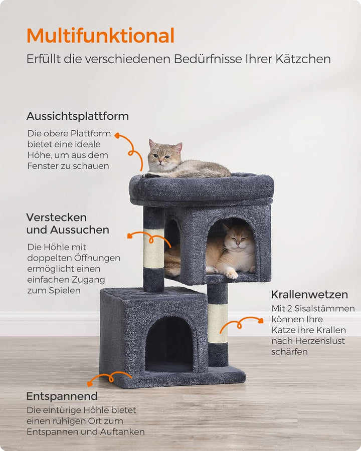 Feandrea Kratzbaum klein, 67 cm Katzenbaum, Katzenhaus für Kätzchen bis zu 3 kg, grosse Plattform, S