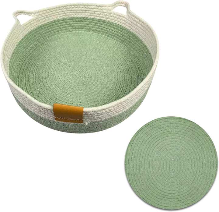 Gewebtes Katzenbett, 50 cm Durchmesser Faltbarer Korb-Nistplatz, Atmungsaktives Haustier-Liegebett,