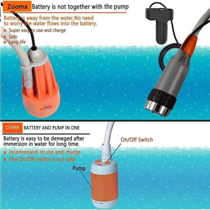 Zooma Tragbare Duschen Camping Dusche, Campingdusche mit Tauchpumpe, Tragbar Outdoor Dusche Wasserpu