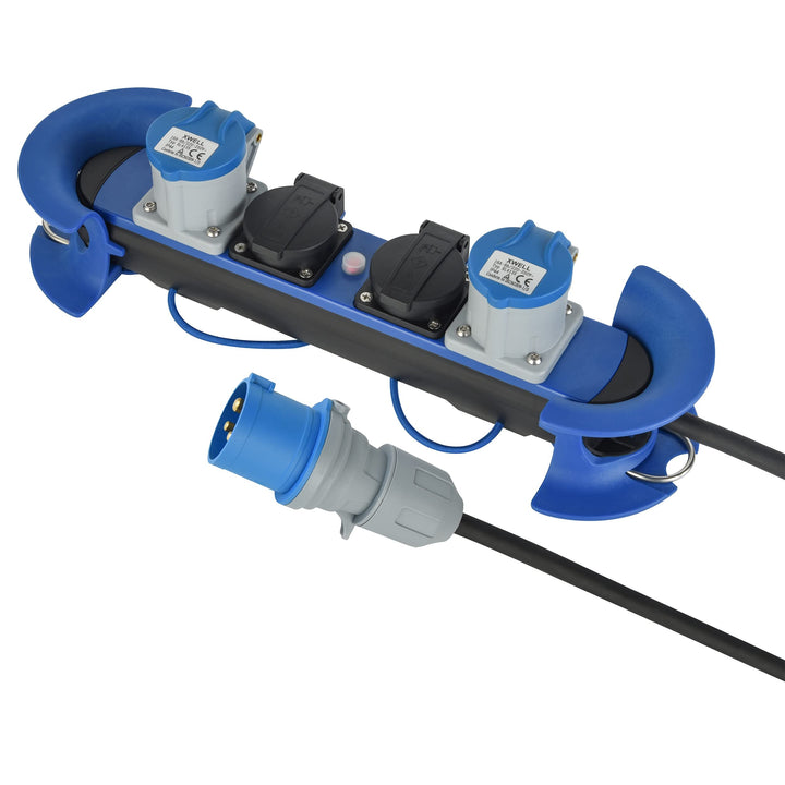 Electraline 62580 Professionelle Steckdosenleiste/Verlängerung für den Aussenbereich, CEE-Stecker,4-