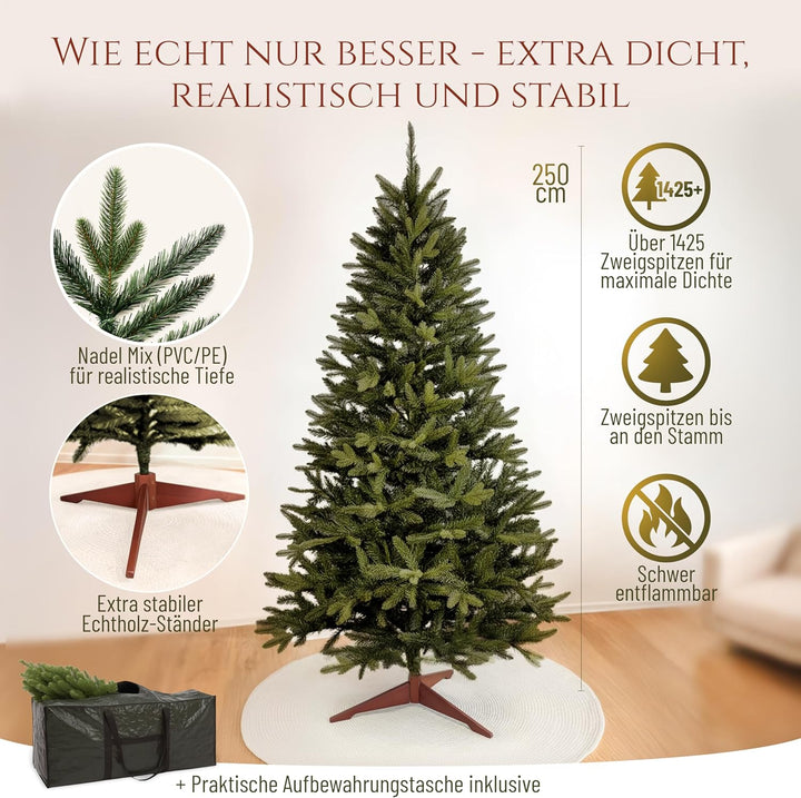 Premium Weihnachtsbaum künstlich 250cm -TESTSIEGER - Naturgetreu, dichte Zweige, Künstlicher Weihnac