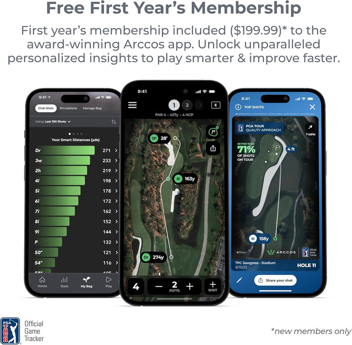 Arccos Smart Sensors: automatisches Golfspiel-Tracking-System, A.I. Powered Caddie, A.I. GPS-Entfern