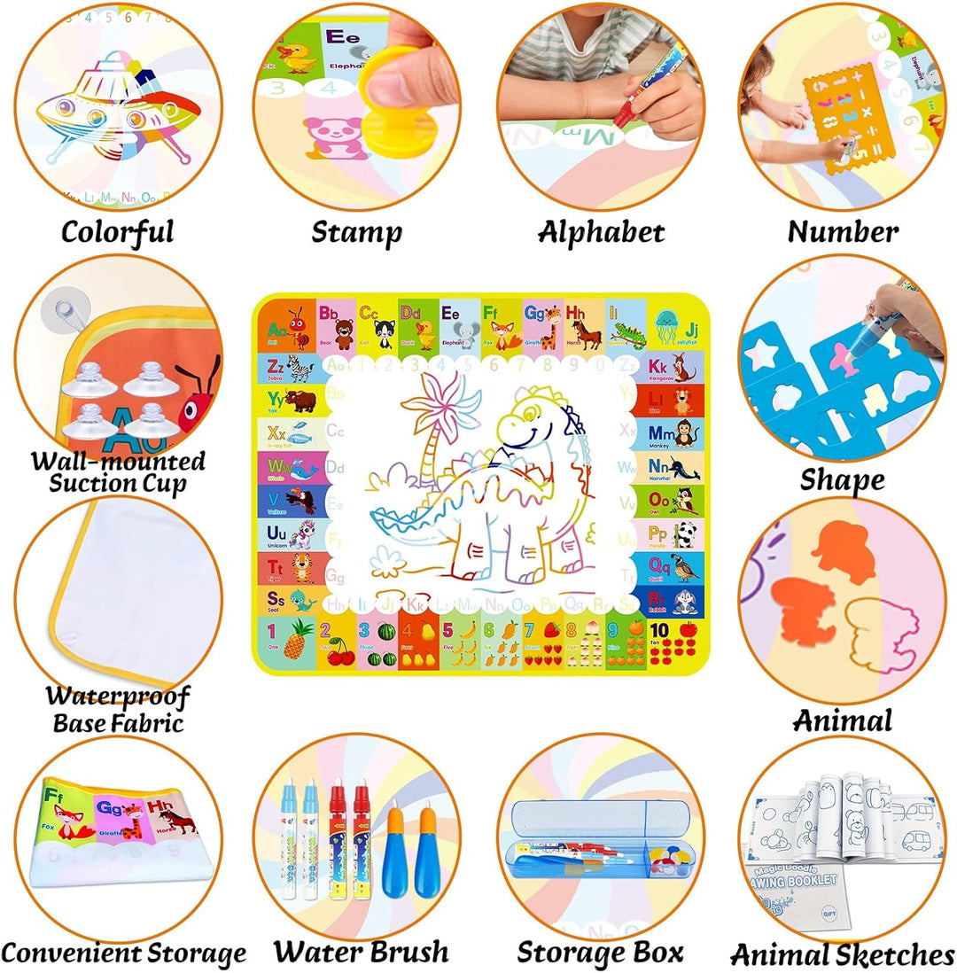 Aqua Wasser Doodle Matte, 120×100cm Aqua Magic Doodle Matte mit Spielzeug Kinderspielzeug ab 1 2 3 J