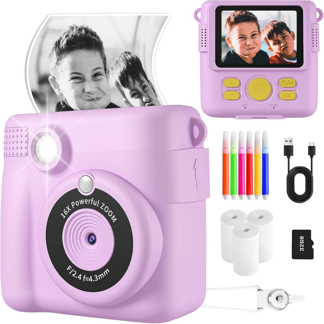Kinderkamera Sofortbildkamera, 2.4 Zoll Bildschirm 1080P Digitalkamera Kinder, Kamera Kinder Sofortd