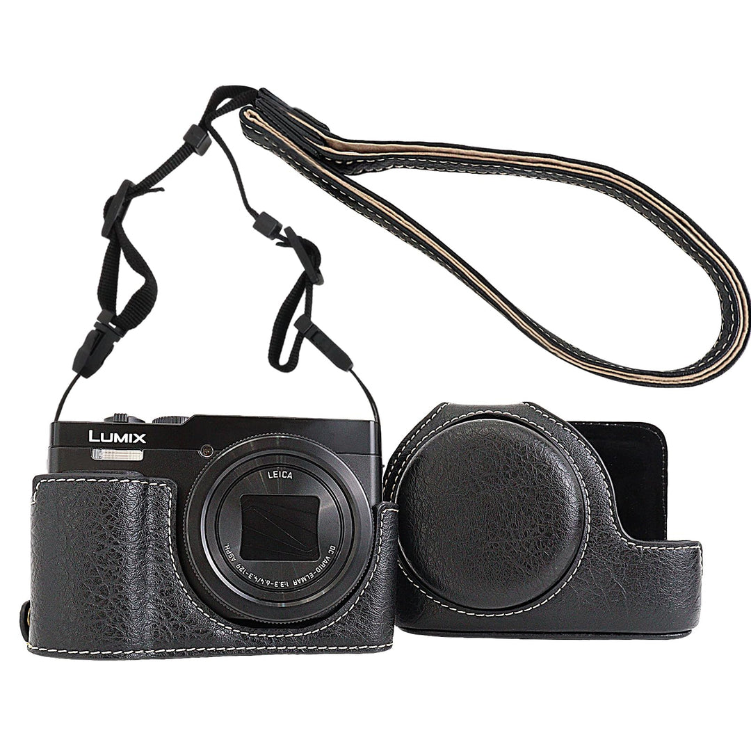 Rieibi TZ99 Kameratasche, PU Leder Kameratasche für Panasonic Lumix DC-TZ99 Digitalkamera, abnehmbar