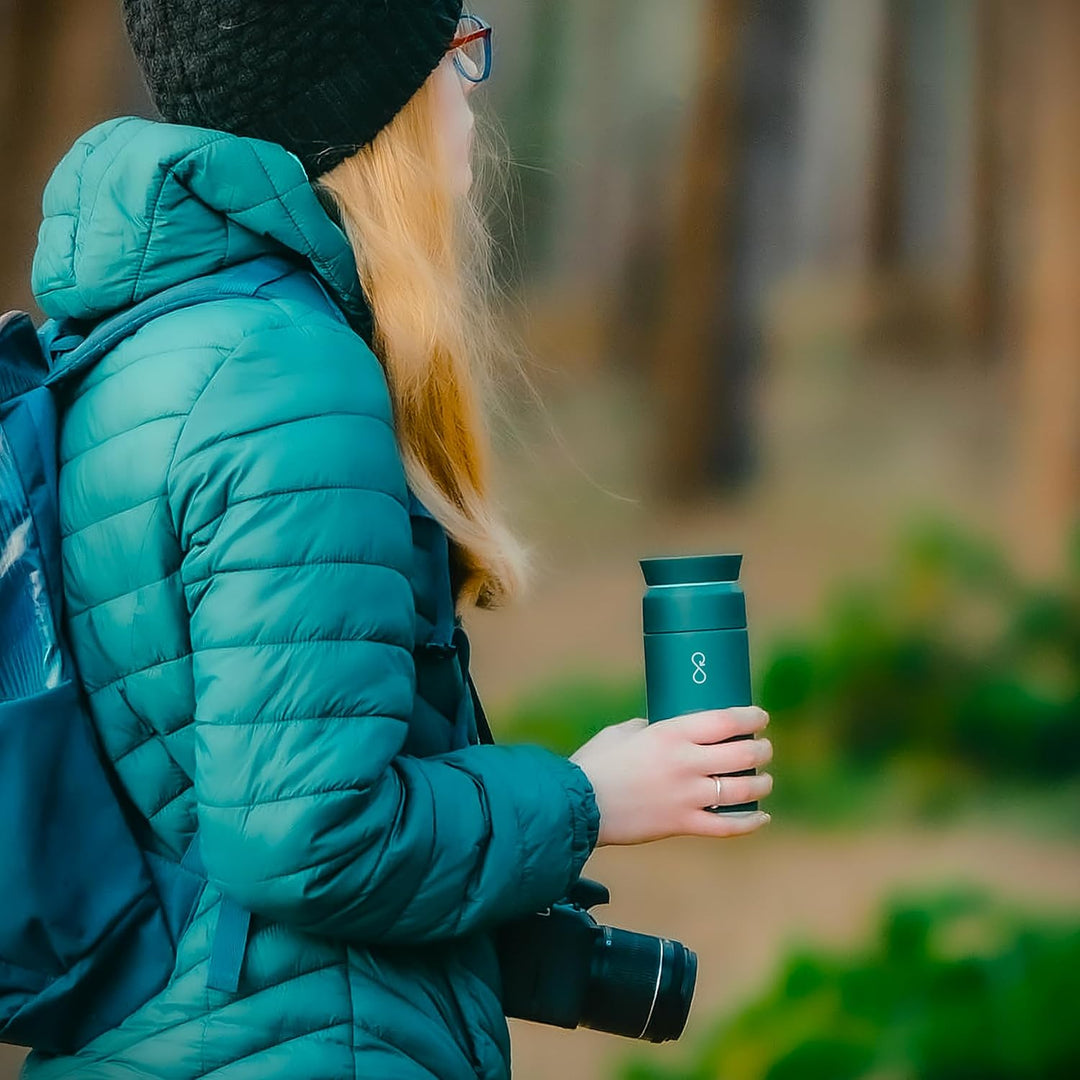 Ocean Bottle Brühflasche aus recyceltem Edelstahl, umweltfreundlich und wiederverwendbar, Waldgrün,