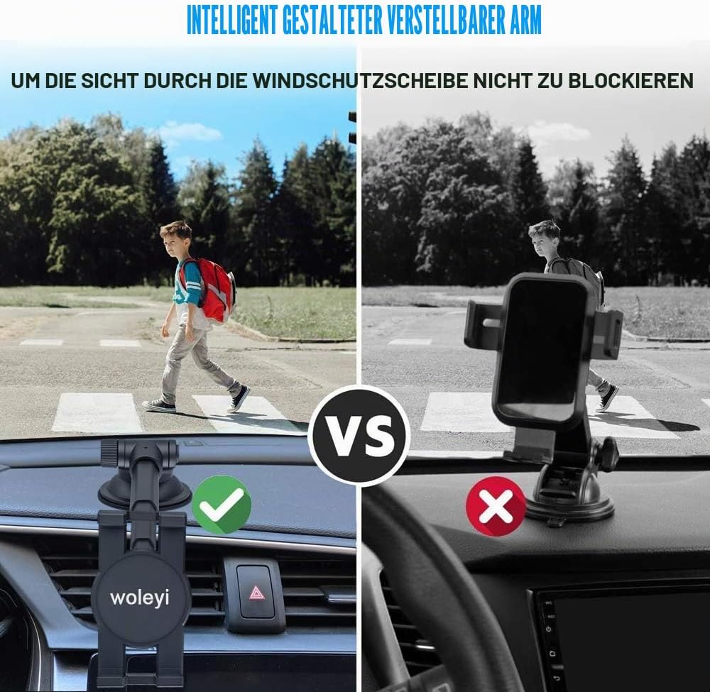 Tablet Halterung Auto Armaturenbrett, woleyi KFZ Tablet Handyhalterung mit Saugnapf Teleskoprohr für