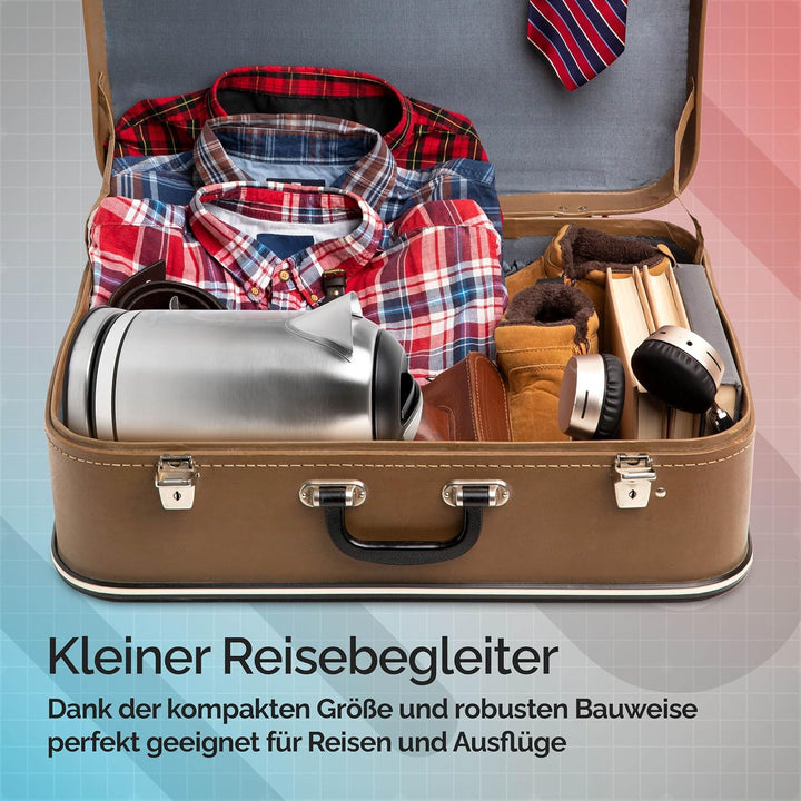Basics Wasserkocher, Wasserkocher Edelstahl 1L, Wasserkocher klein 1200W, Reisewasserkocher mit Troc