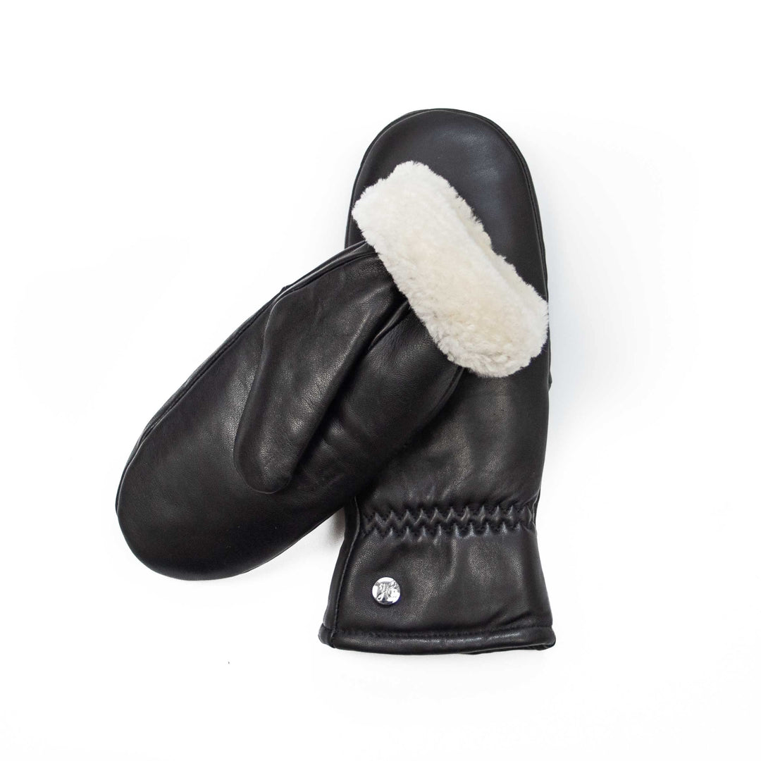 Fäustlinge aus reinem Merino Lammfell und robustem Lammnappa Leder, Touchscreen-fähig, Damen, Lammfe