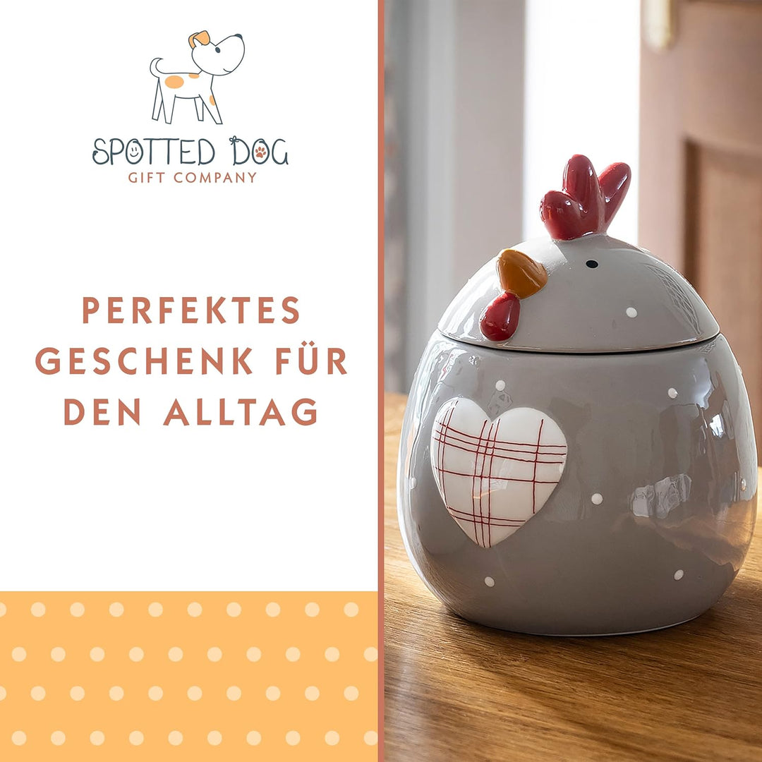 SPOTTED DOG GIFT COMPANY - Keksdose Keramik, Vorratsdose 1.9L mit Deckel, Hühner Huhn Deko und Gesch