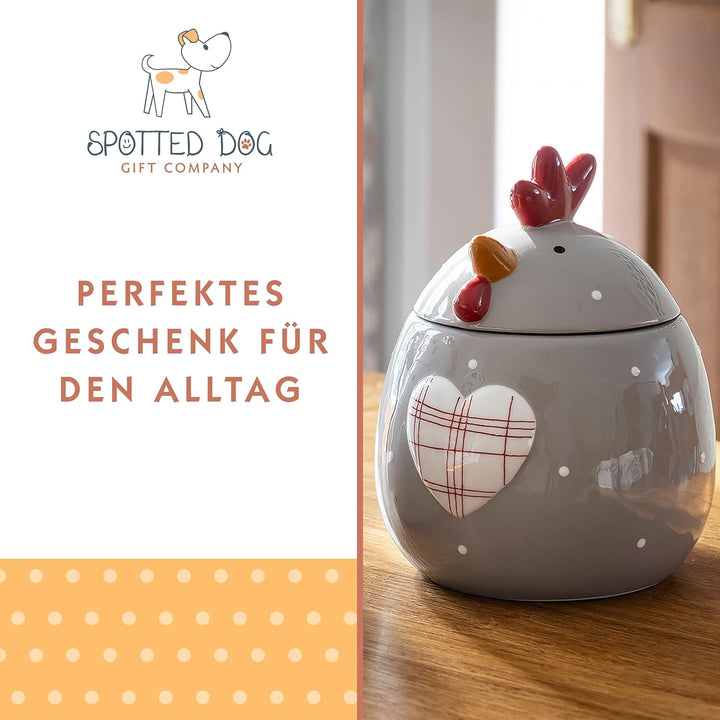 SPOTTED DOG GIFT COMPANY - Keksdose Keramik, Vorratsdose 1.9L mit Deckel, Hühner Huhn Deko und Gesch