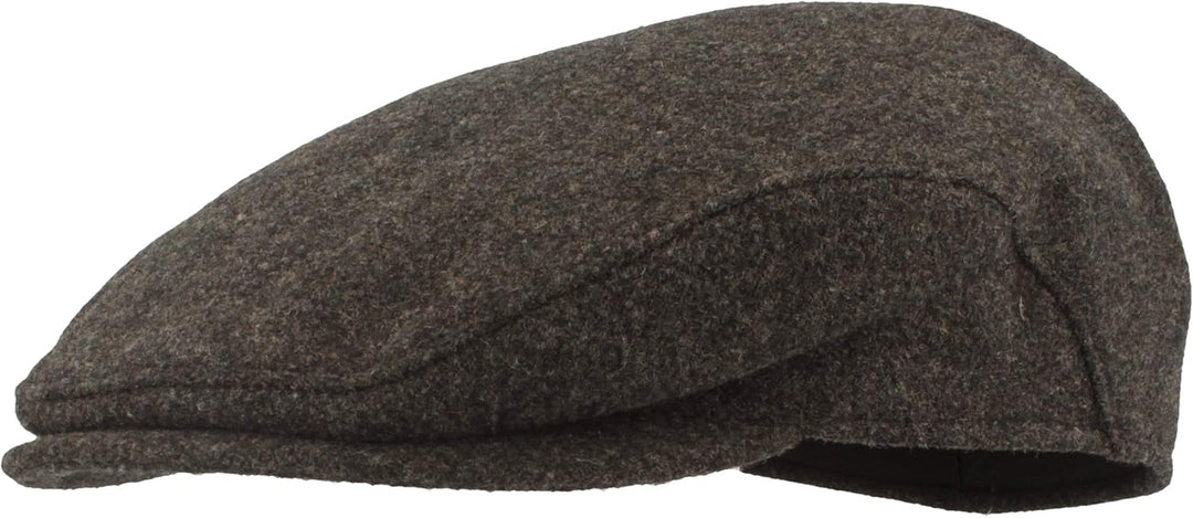 Breiter Herren Winter Schiebermütze mit Ohrenklappen Flatcap Schirmmütze 100% Wolle mit ausklappbare