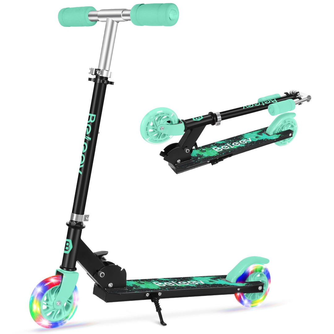 BELEEV V1 Roller Kinder 2 Räder, Klappbar Kinderroller für Mädchen Jungen, Tretroller mit LED Leucht