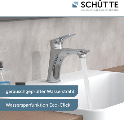 SCHÜTTE 33210 BOSTON Wasserhahn Bad Chrom, Waschtischarmatur, Mischbatterie Waschbecken, moderner Ei