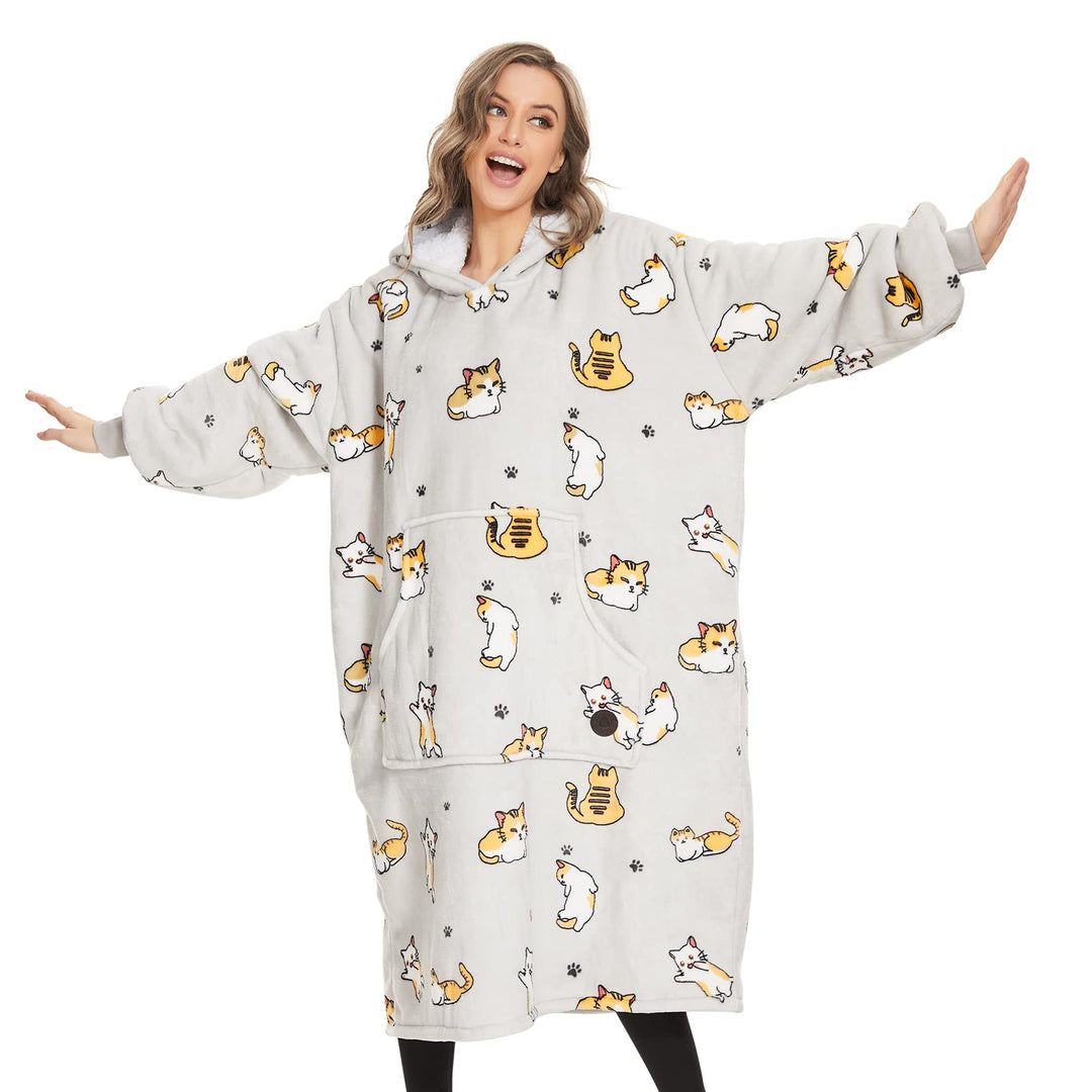 THREE POODLE Decken Hoodie, Oversize Hoodie Decken Pullover Kuschelpullover für Damen Herren Kinder,