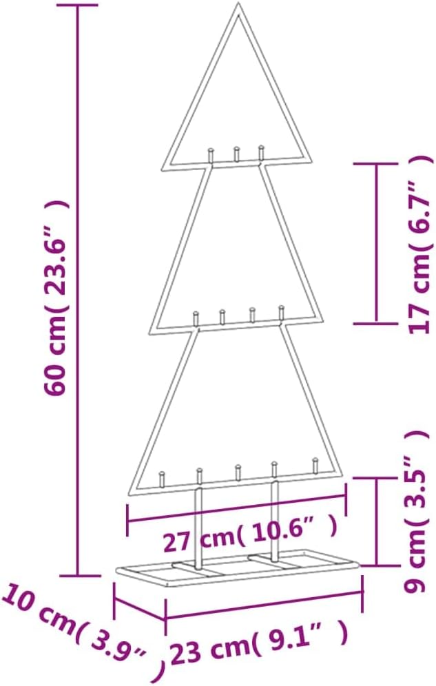 vidaXL Metall-Weihnachtsbaum Deko Schwarz 60 cm, Schwarz 60 cm