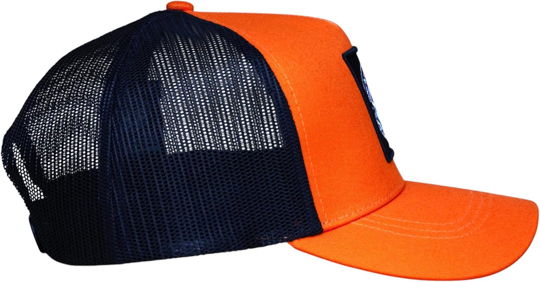 Bexxwell Trucker Cap orange/schwarz mit Logo-Patch (optimale Passform, Kappe, Black, Truckercap, Log