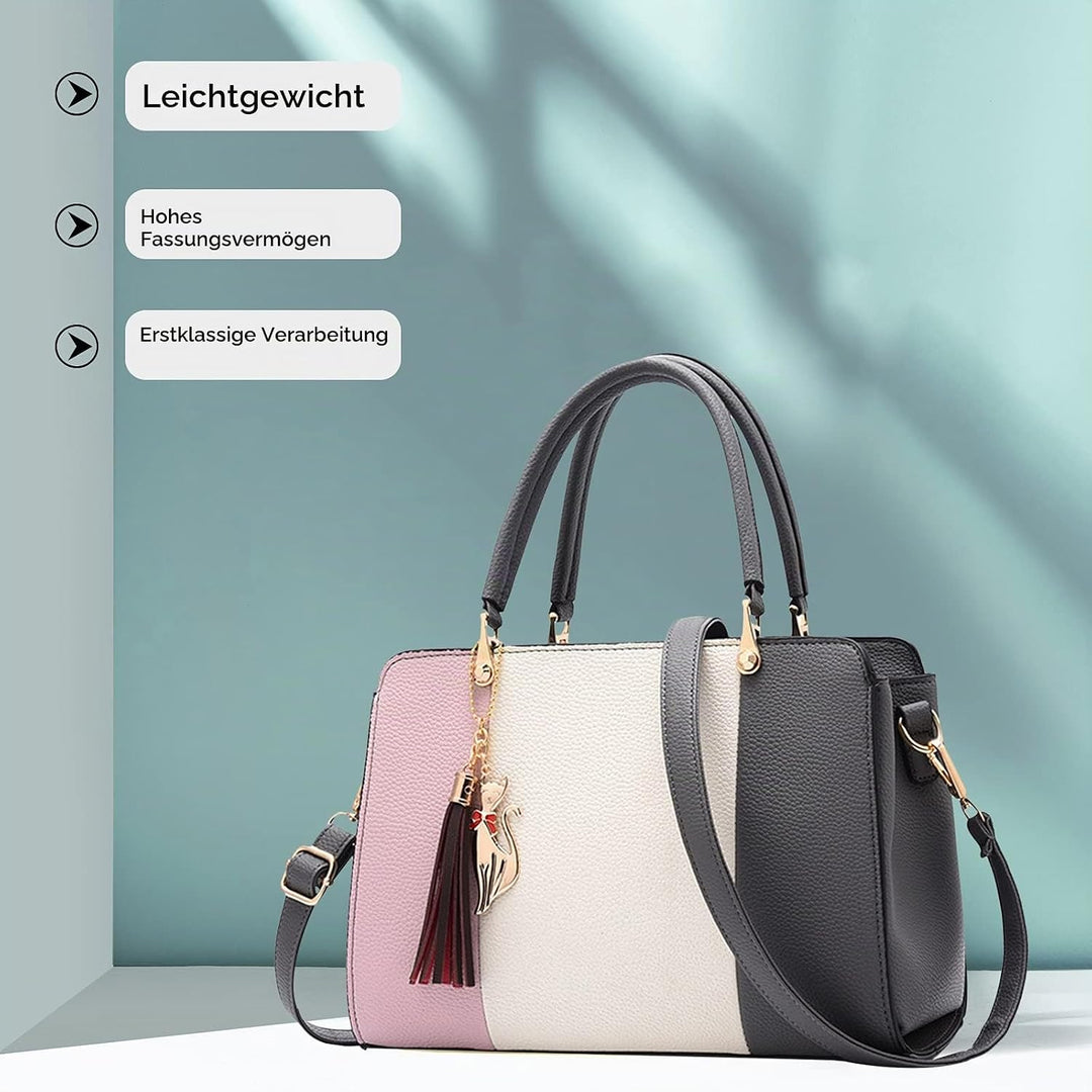 FANDARE Elegante Handtasche mit Anhänger Damen Umhängetaschen Frauen Schultertasche Wasserdicht für