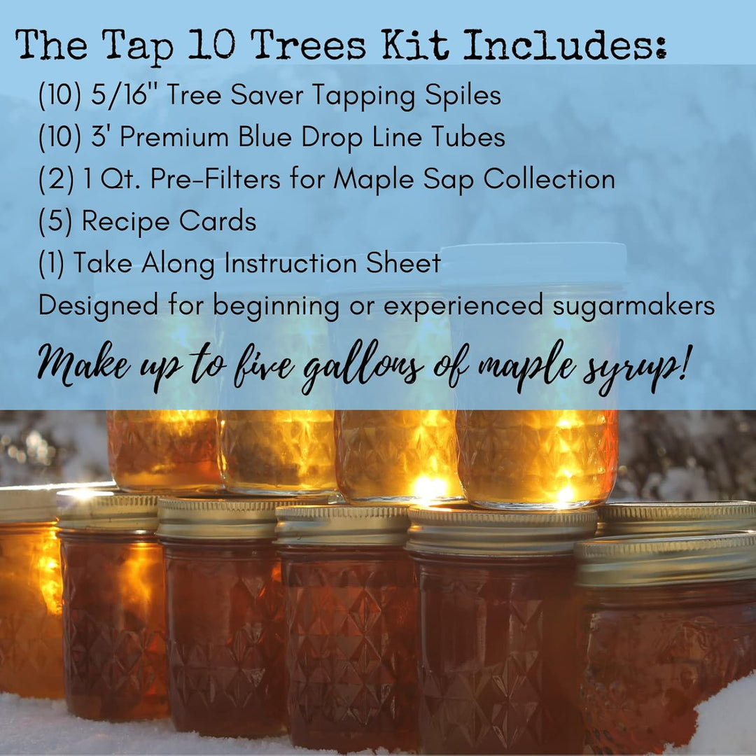 Ahornsirup Tree Tapping Kit - (10) Wasserhähne + (10) 3 Fuss Drop Line Tubes + (2) 1 Quart Ahorn-Saf