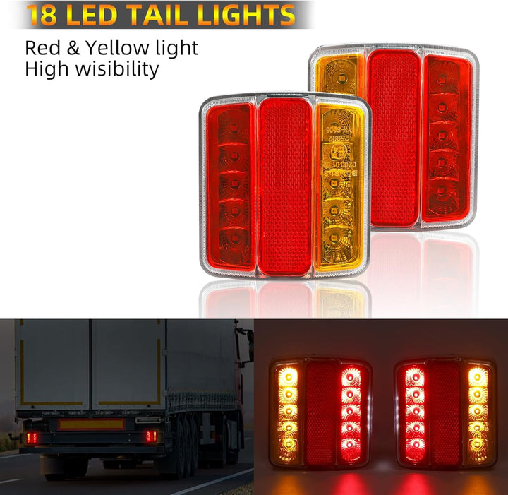 AOHEWEI LED Anhänger Rückleuchten 12V Beleuchtung Bremslichten Lkw Heckleuchte Blinklicht Hinten Was