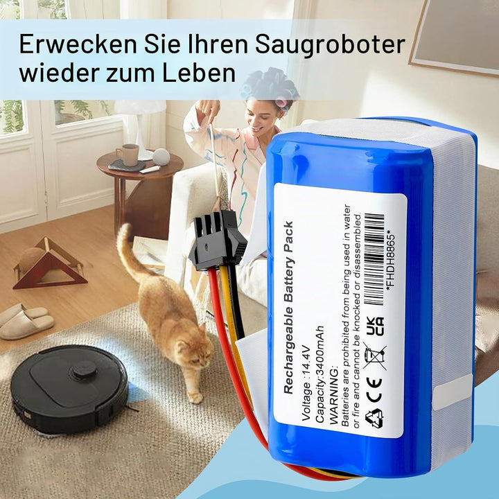 K KYUER 14.4V Rechargeable Akku für AIRROBO P20 Robot Vacuum Cleaner RoboVac Battery 3400mAh