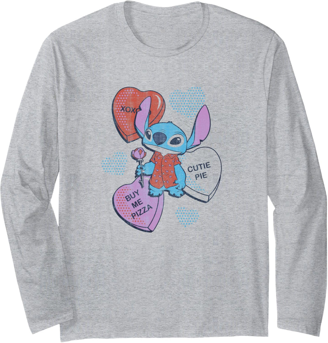 Disney Lilo & Stitch Valentinstag Stitch Candy Hearts Langarmshirt