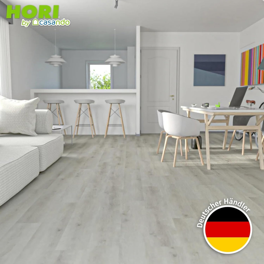 HORI Klick Hartvinylboden Rigid SPC Landhausdiele Holzoptik - Klick-Vinyl mit Trittschalldämmung - s