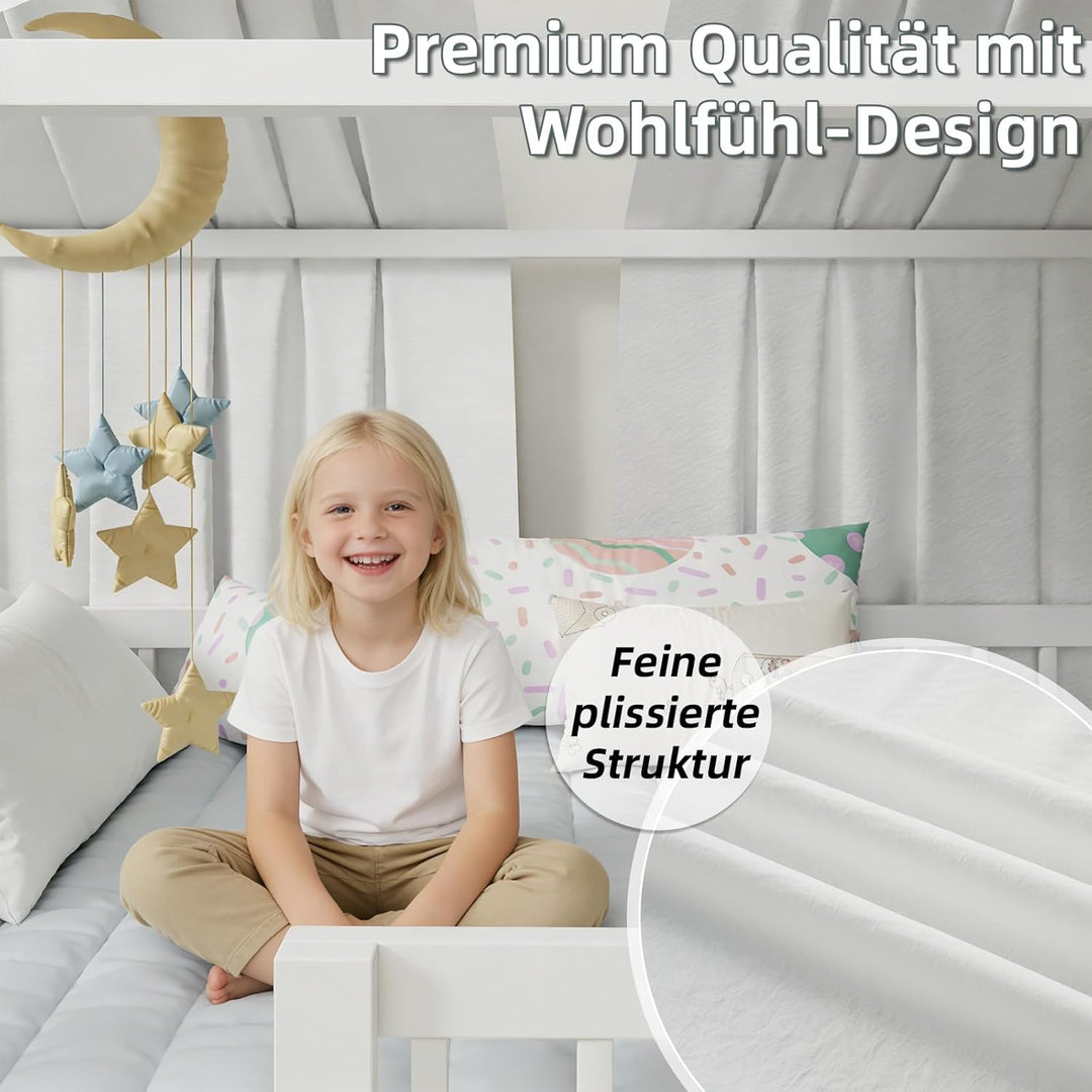 Hausbett Himmel in 5 Farben, 2er Set Betthimmel Hausbett aus weichem Baumwollstoff, Stoffhimmel für