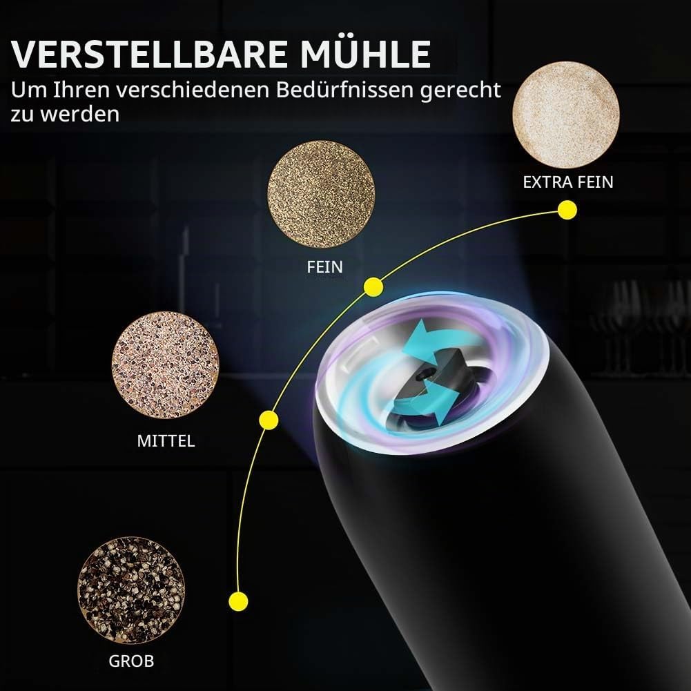 HOTUT Gravity Elektrisches Salz und Pfeffermühlen Set, 2er Elektrisch Gewürzmühlen Salzmühle, Automa