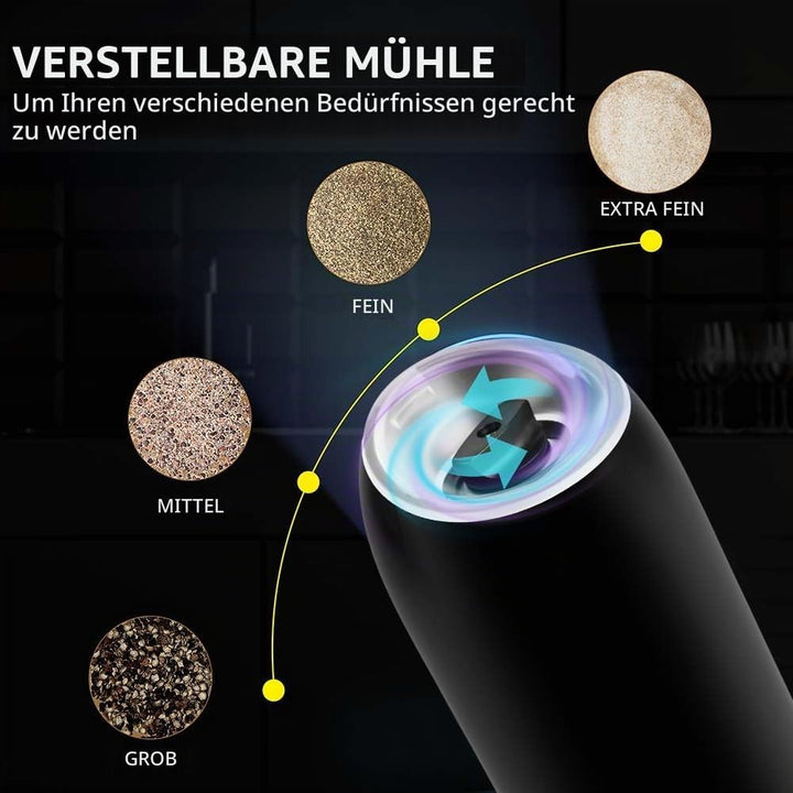 HOTUT Gravity Elektrisches Salz und Pfeffermühlen Set, 2er Elektrisch Gewürzmühlen Salzmühle, Automa