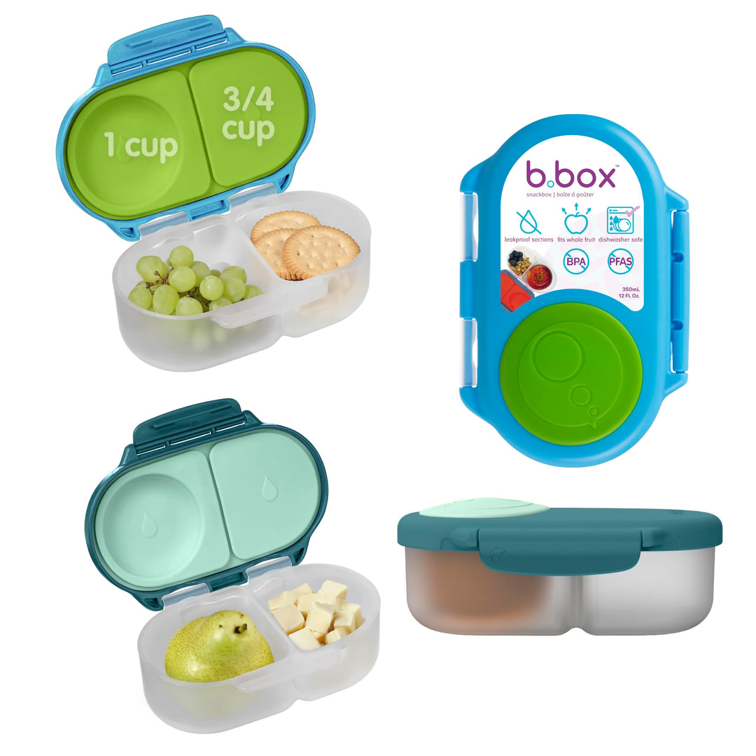 b.box 2er-Pack Bento-Snackbox | Auslaufsicherer Lebensmittelbehälter mit zwei Fächern und Deckel | I